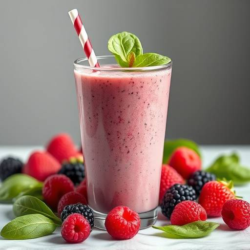 Mixed Berry Smoothie with Spinach and Almond Milk
