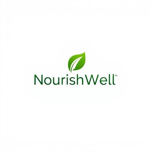 NourishWell logo, depicting a stylized green leaf and the words NourishWell