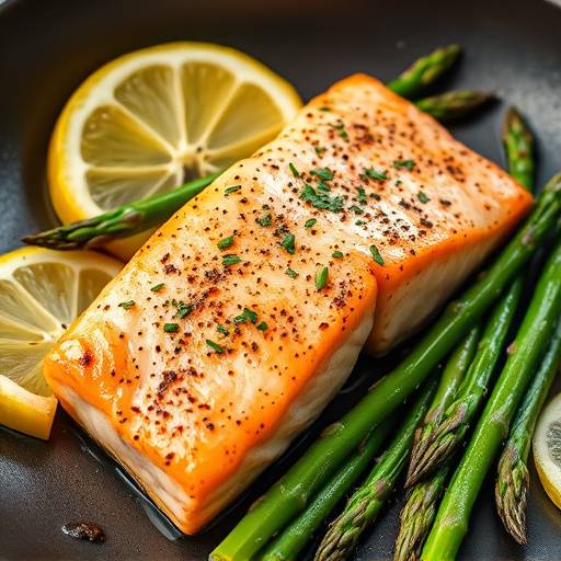 Pan-Seared Salmon with Asparagus and Lemon
